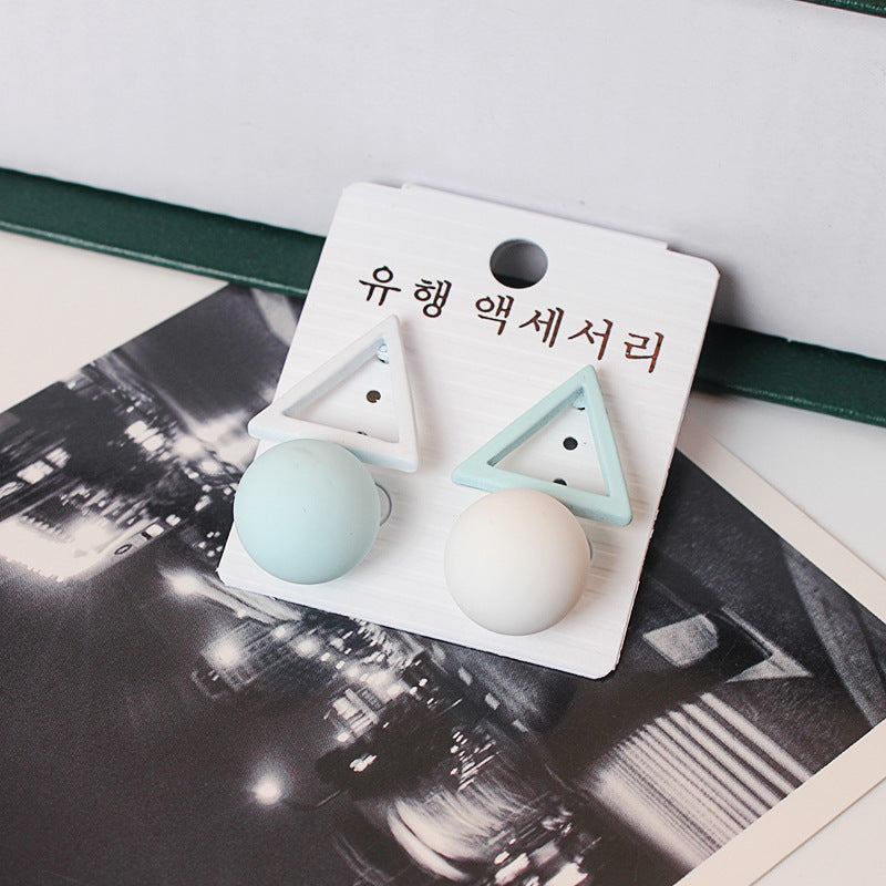 Triangle asymmetric stud earrings