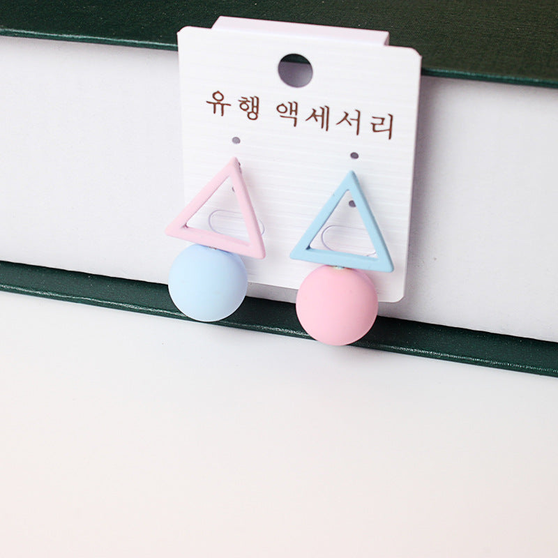 Triangle asymmetric stud earrings